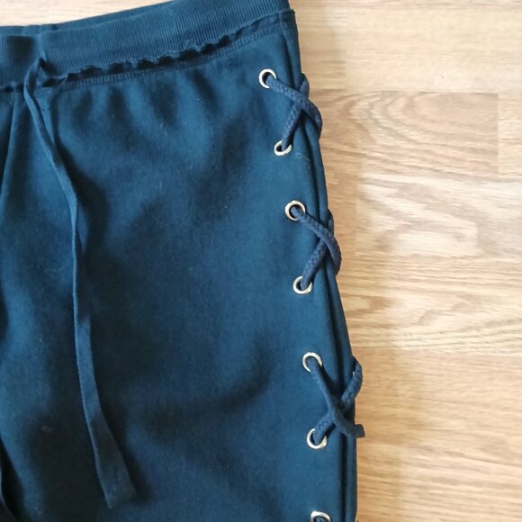 True Religion Lace Detail Jogger Sweatpants Black Size Medium - Picture 2 of 8